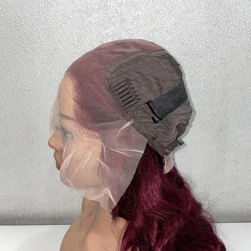30in Burgundy 13x6 Lace Front Human Hair Body Wave Wig - Picture 11 of 11